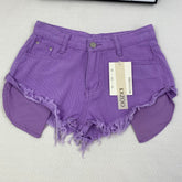 Low-waist denim shorts with exposed pockets
