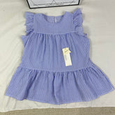Blue and white thin striped sleeveless shirt
