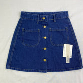 Button-up high-waisted denim skirt