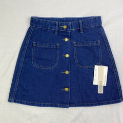 Button-up high-waisted denim skirt