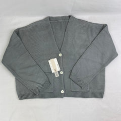 V-neck knitted sweater coat