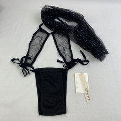 Perspective lace sheer neckless lingerie set