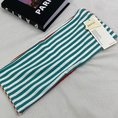 Multi-color plunging striped top