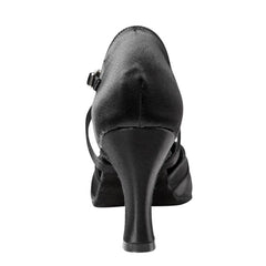 Women's Black Satin Customized Heel Ballroom Dance Shoes Modern Shoes