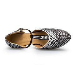 Women's T-Strap Satin Rhinestone Customized Heel Ballroom Dance Shoes Modern Shoes