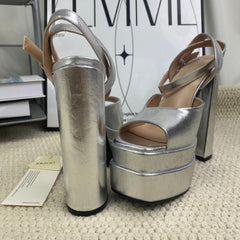 Fish-mouth double waterproof platform high heels
