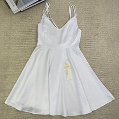 Solid-color halter dress