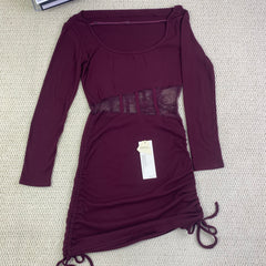 Slightly belted lace plaid dress