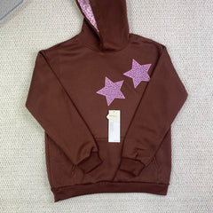 Star print hooded pullover hoodie
