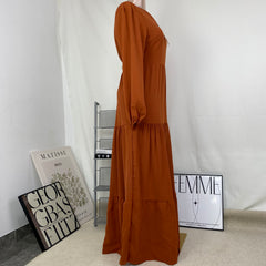 V-neck wide-sleeved dress