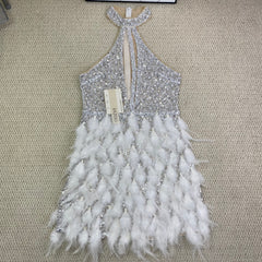 Pearl-feathered night dress