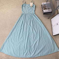 Strap waist-hugging dress