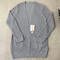 Knitted plain-colored long-sleeved cardigan jacket