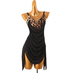 Customisable-Women's Performance Sleeveless Ruffle Latin Salsa Dance Dress Competition Dress