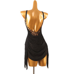Customisable-Women's Performance Sleeveless Ruffle Latin Salsa Dance Dress Competition Dress