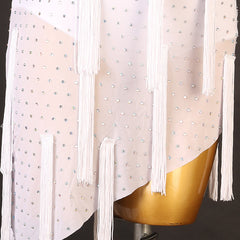 Customisable-Women's White Tassel Dance Wear Dance Dress Performance Wear