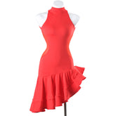 Customisable-Women's Red Ruffle Dance Wear Dance Dress Performance Wear
