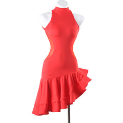 Customisable-Women's Red Ruffle Dance Wear Dance Dress Performance Wear