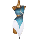 Customisable-Women's Performance Sleeveless Tassels Latin Salsa Dance Dress Competition Dress