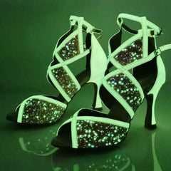 Women's Fluorescent PU Customized Heel Heels Dance Boots Salsa Dancing Shoes