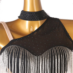 Customisable-Women's Sleeveless Tassel Modern Dance Performance Dress Ballroom Dance Dress