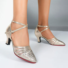 Women's Leatherette 3.5cm/5cm Heels Closed Toe Rubber Sole Ballroom Dance Shoes Modern Shoes