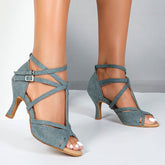 Women's Customized Heel Demin Latin Shoes Ballroom Dance Shoes