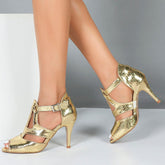 Women's Sparng Glitter Rubber Sole Customized Heel Latin Shoes Salsa Shoes Ballroom Dance Shoes