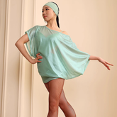 Women's Short Sleeve Latin Dance Dress Dance Wear Training Performance Dress