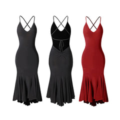 Women's Milk Silk Strapless Backless Dance Dress DanceWear