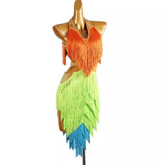 Customisable-Women's Tassel DanceWear Dance Dress Performance Wear