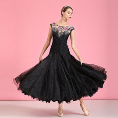 Women's Sleeveless Floral Print Ballroom Dance Costume Dress Modern Dance Swing Dress Training Performance Dance Wear