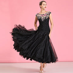 Women's Sleeveless Floral Print Ballroom Dance Costume Dress Modern Dance Swing Dress Training Performance Dance Wear