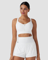 Quick-Dry Zipper Push-Up Sports Bra with Adjustable Buckle