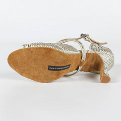 Women's Beige Customized Heel Open Toe Strappy Latin Dance Shoes