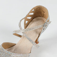 Women's Silver Pointed Toe Customized Heel Closed Toe Dance Shoes