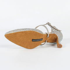 Women's Silver Pointed Toe Customized Heel Closed Toe Dance Shoes