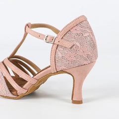 Women's Pink Customized Heel Latin Dance Shoes