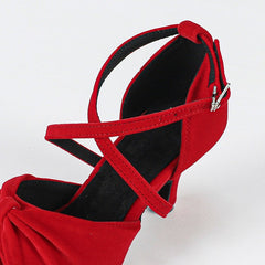 Women's Burgundy Customized Heel Latin Dance Shoes