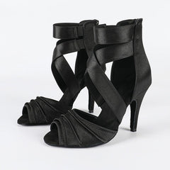 Women's Satin Customized Heel Dance Boots Salsa Dancing Shoes