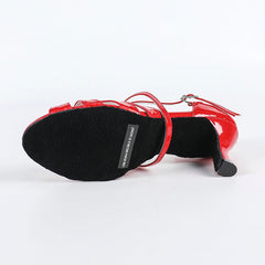 Women's Red PU Customized Heel Latin Dance Shoes Ballroom Dance Shoes