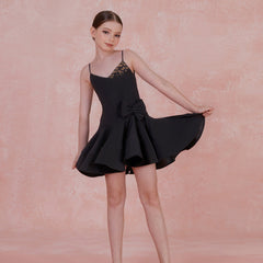 Girls Sleeveless V Neck Performance Dance Dresses Dancewear