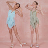 Girls Tassel Sleeveless V Neck Performance Dance Dresses Dancewear