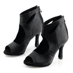 Women's Satin Open Toe Customized Heels Dance Boots JazSalsa Dancing Shoes