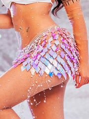 Womens Sequin Skirt - Diamond Sequin Pearl Mini Skirt