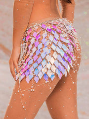 Womens Sequin Skirt - Diamond Sequin Pearl Mini Skirt