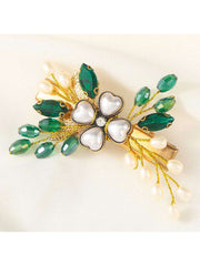 Hairpin with Green Crystal and Pearl Decoration