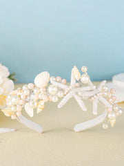 White Pearl Shell Starfish Headband