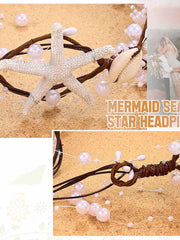 Pearl Braid Headband with Starfish Shell Decoration