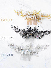 Retro Style Black Crystal Wedding Hair Comb